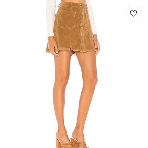 Show Me Your Mumu Sedona Brown Button Front Corduroy Mini Skirt Women's XS EUC - Picture 2 of 12